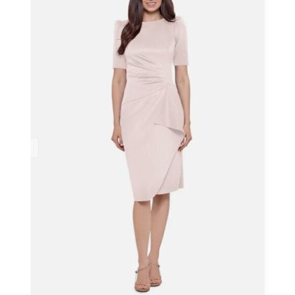 New Xscape Ruched Sheath Dress Light Pink Size 12 - Picture 1 of 4